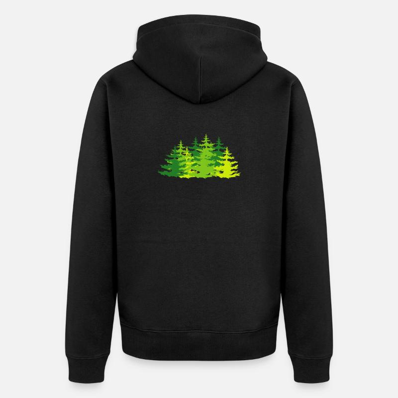 Forêt, arbres, forêts mixtes, icône, nature, graphique - Veste à capuche bio Premium Unisexe - noir