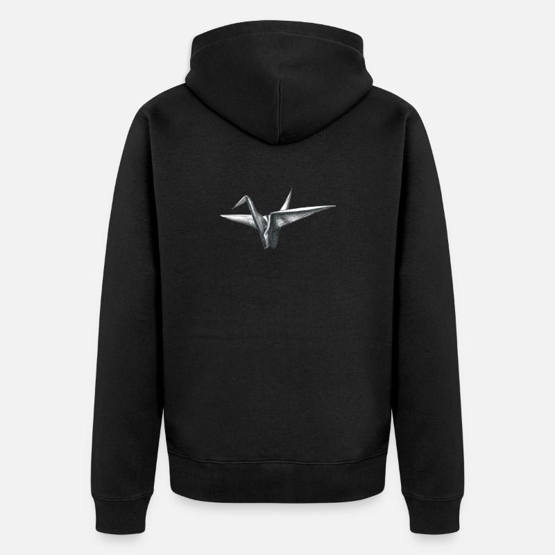 Origami Vogel Grau - Unisex Premium Bio Zip Hoodie - Schwarz