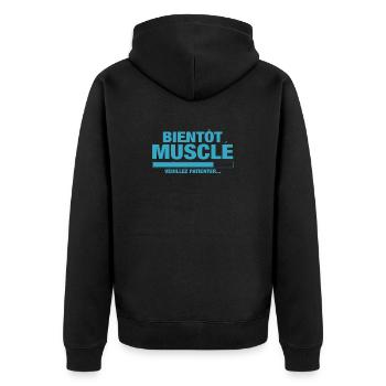Bientôt musclé veuillez patienter - Veste à capuche bio Premium Unisexe - noir - Dos - Nico (187cm)