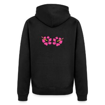 Blume rosa pinke Blume Blumen pink rosa Hibiskus - Unisex Premium Bio Zip Hoodie - Schwarz - Hinten - Nico (187cm)