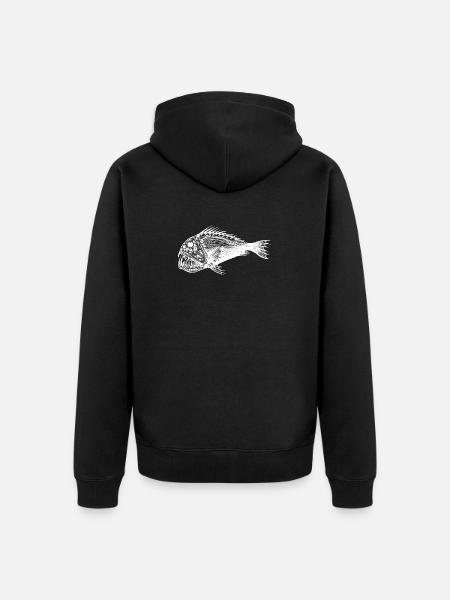 Fisch des Lebens! - Angeltshirt Monsterfisch - Unisex Premium Bio Zip Hoodie - Schwarz