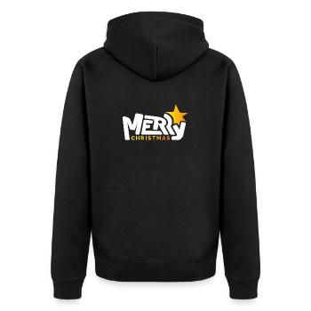 merry christmas font Schrift graffiti Stern xmas - Unisex Premium Bio Zip Hoodie - Schwarz - Hinten - Nico (187cm)