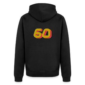 60. 60 ANS. 60e ANNIVERSAIRE. ANNIVERSAIRE 60 ANS. - Veste à capuche bio Premium Unisexe - noir - Dos - Nico (187cm)