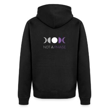 LGBTQ Pride Month - Keine Phase - Asexuell - Unisex Premium Bio Zip Hoodie - Schwarz - Hinten - Nico (187cm)