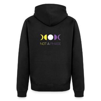 LGBTQ Pride Month - Not a Phase - Non-Binary - Unisex Premium Organic Zip Hoodie - black - Back - Nico (187cm)