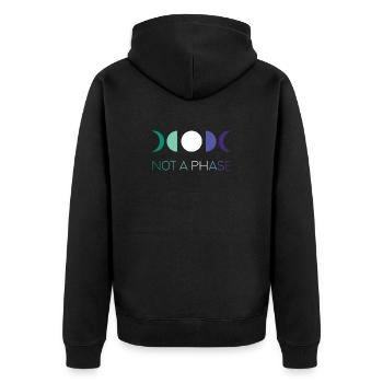 LGBTQ Pride Month - Keine Phase - Schwule - Unisex Premium Bio Zip Hoodie - Schwarz - Hinten - Nico (187cm)
