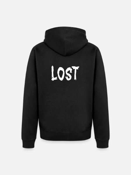 LOST - Unisex Premium Organic Zip Hoodie - black