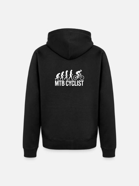 Evolution einer MTB-Radfahrer-Silhouette - Unisex Premium Bio Zip Hoodie - Schwarz