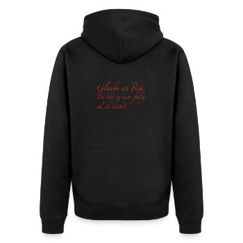 Believe in yourself - Unisex Premium Organic Zip Hoodie - black - Back - Nico (187cm)