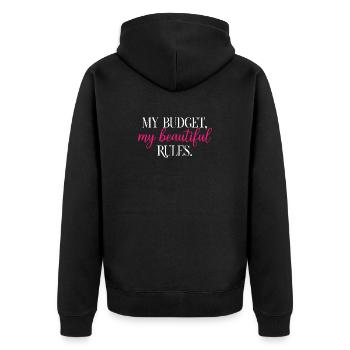 My Budget My Beautiful Rules Fun Finance	 - Unisex Premium Organic Zip Hoodie - black - Back - Nico (187cm)