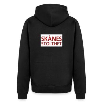 Der Stolz von Skåne - Unisex Premium Bio Zip Hoodie - Schwarz - Hinten - Nico (187cm)