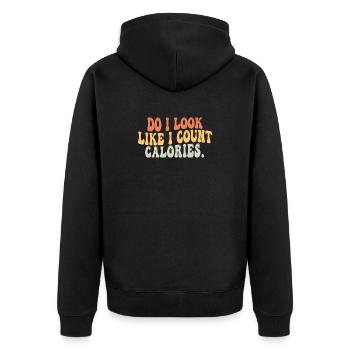 Est-ce que j’ai l’air de compter les calories Foodies gourmand - Veste à capuche bio Premium Unisexe - noir - Dos - Nico (187cm)