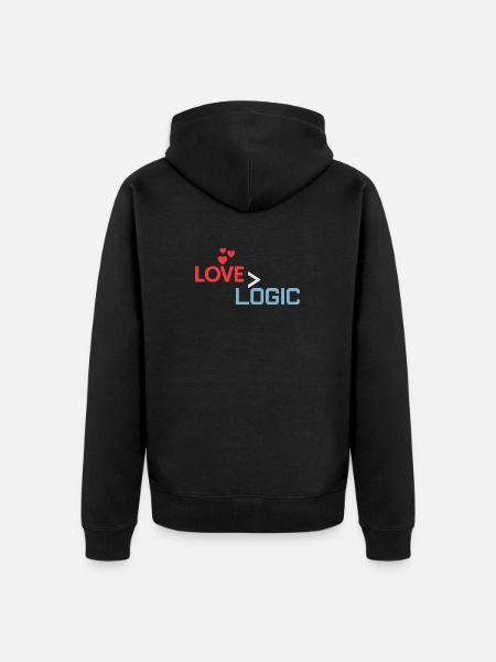 Love Greater Than Logic Design - Unisex Premium Organic Zip Hoodie - black
