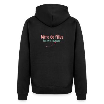 Mère de filles toujours heureuse - Veste à capuche bio Premium Unisexe - noir - Dos - Nico (187cm)