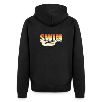 Schwimmen Wassersport Schwimmer Geschenke - Unisex Premium Bio Zip Hoodie - Schwarz - Hinten - Nico (187cm)
