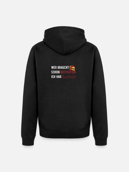 Who needs motivation I've got cake - Unisex Premium Organic Zip Hoodie - black