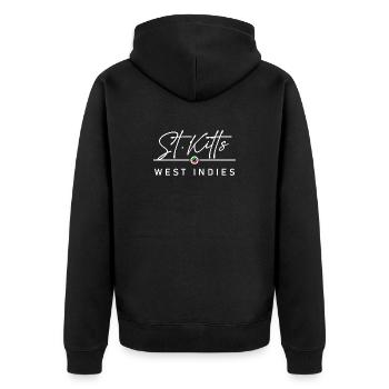 Saint-Kitts-et-Nevis - Antilles - Caraïbes - Veste à capuche bio Premium Unisexe - noir - Dos - Nico (187cm)