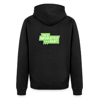You're Absolutely Right Lustig Sarkastisch KI Logo - Unisex Premium Bio Zip Hoodie - Schwarz - Hinten - Nico (187cm)