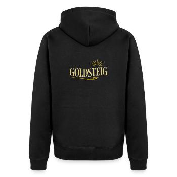 Goldsteig Typography Hiking Trail - Unisex Premium Organic Zip Hoodie - black - Back - Nico (187cm)