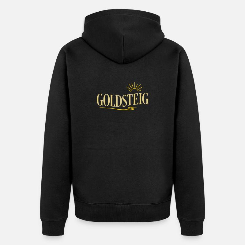 Goldsteig Typografie Wanderpfad - Unisex Premium Bio Zip Hoodie - Schwarz