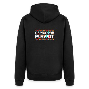 Capricorn Periodt Neon Zodiac - Unisex Premium Organic Zip Hoodie - black - Back - Nico (187cm)