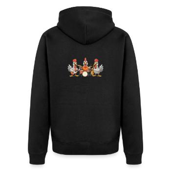 Hühner Musik - Unisex Premium Bio Zip Hoodie - Schwarz - Hinten - Nico (187cm)