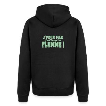 J’peux pas j’ai trop la flemme - Veste à capuche bio Premium Unisexe - noir - Dos - Nico (187cm)