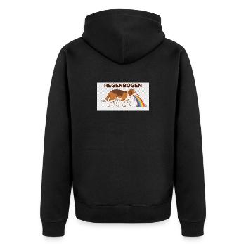Beagle mit Regenbogenstrahl - Unisex Premium Bio Zip Hoodie - Schwarz - Hinten - Nico (187cm)