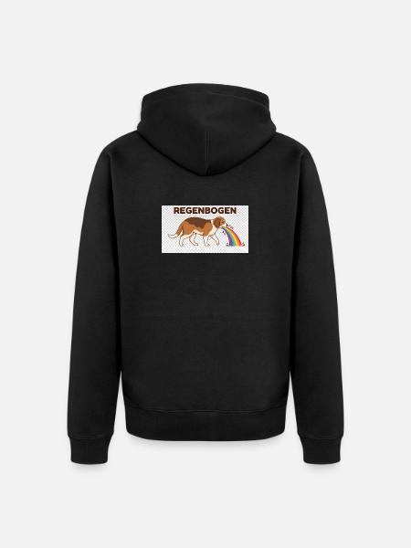 Beagle mit Regenbogenstrahl - Unisex Premium Bio Zip Hoodie - Schwarz