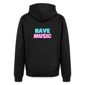 Rave Music Neon 3D - Unisex Premium Organic Zip Hoodie - black - Back - Nico (187cm)