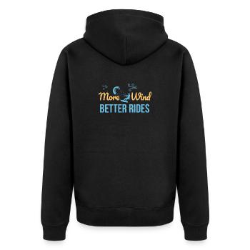More Wind Better Rides – Kitesurfing T-Shirt - Unisex Premium Organic Zip Hoodie - black - Back - Nico (187cm)