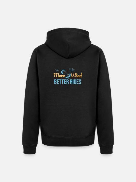 More Wind Better Rides – Kitesurfing T-Shirt - Unisex Premium Bio Zip Hoodie - Schwarz
