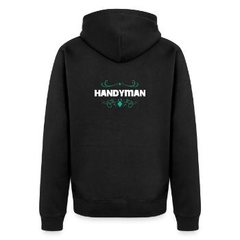 Handyman Vintage Ornament Pattern - Unisex Premium Organic Zip Hoodie - black - Back - Nico (187cm)