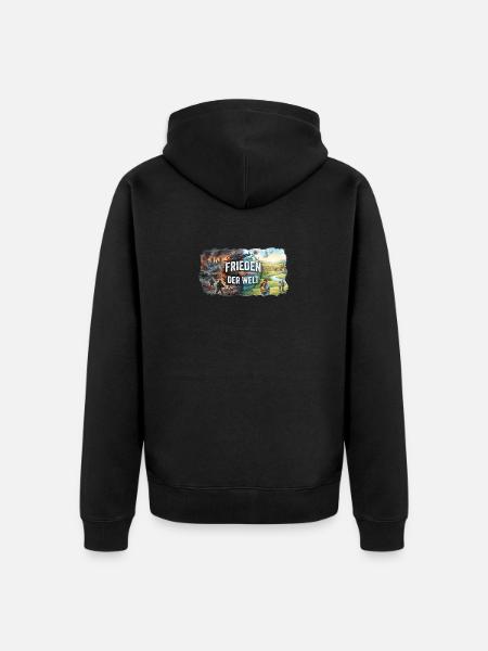 Frieden der Welt - Unisex Premium Bio Zip Hoodie - Schwarz