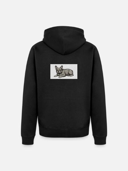 Ornate Bulldog Tattoo Pattern - Unisex Premium Organic Zip Hoodie - black