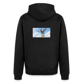 Un joli pigeon volant livrant un colis - Veste à capuche bio Premium Unisexe - noir - Dos - Nico (187cm)
