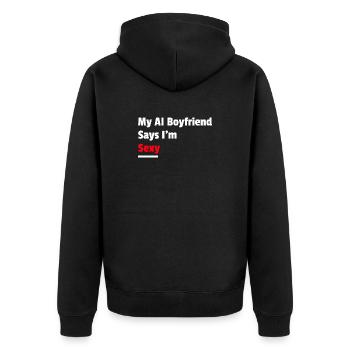 Mon petit ami IA dit que je suis sexy - Veste à capuche bio Premium Unisexe - noir - Dos - Nico (187cm)