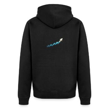 To The Moon: Bullenmarkt-Wachstumsdiagramm mit Golden - Unisex Premium Bio Zip Hoodie - Schwarz - Hinten - Nico (187cm)