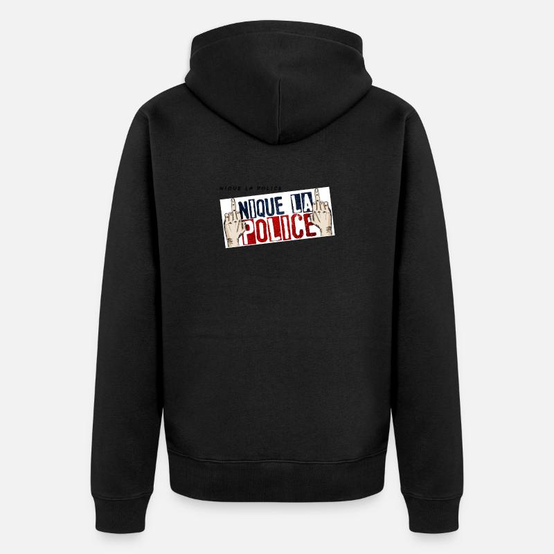 Fick die Polizei - Unisex Premium Bio Zip Hoodie - Schwarz