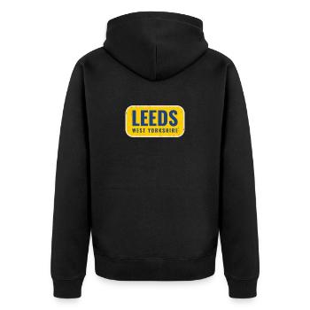 Leeds West Yorkshire Badge - Unisex Premium Organic Zip Hoodie - black - Back - Nico (187cm)