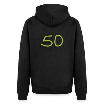 50.Geburtstag fünfzig Zahl grün - Unisex Premium Bio Zip Hoodie - Schwarz - Hinten - Nico (187cm)