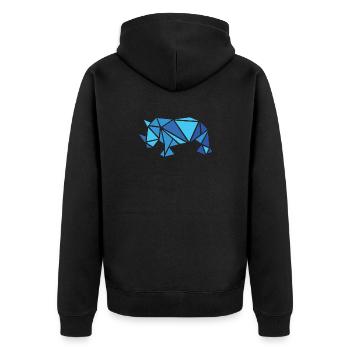 Rhino Rhino Blue Pattern Parts Animals Abstract - Unisex Premium Organic Zip Hoodie - black - Back - Nico (187cm)