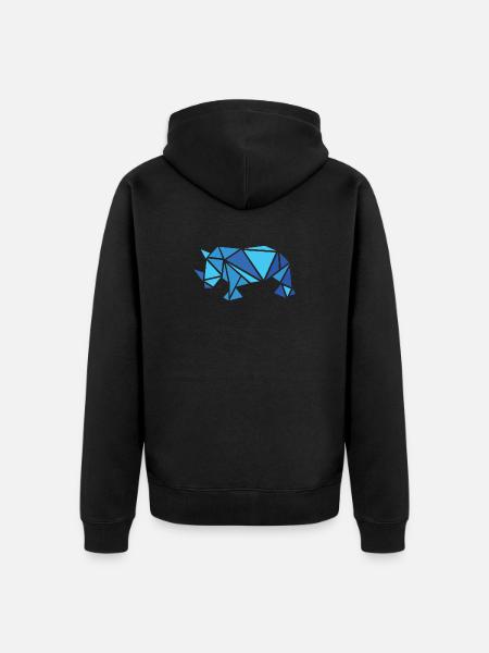 nashorn rhino blau Muster Teile Tiere Abstrakt - Unisex Premium Bio Zip Hoodie - Schwarz
