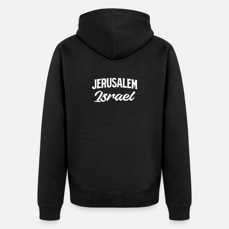 Jerusalem Israel Script Stil - Unisex Premium Bio Zip Hoodie - Schwarz