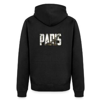 Paris en Lettres avec Tour Eiffel - Veste à capuche bio Premium Unisexe - noir - Dos - Nico (187cm)