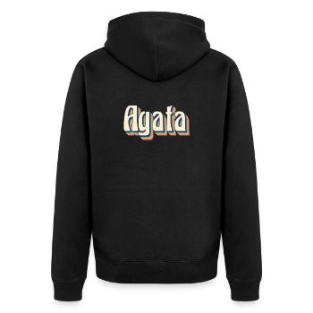 Vintage Retro Achat T-Shirt T-Shirt Geschenkidee - Unisex Premium Bio Zip Hoodie - Schwarz - Hinten - Nico (187cm)
