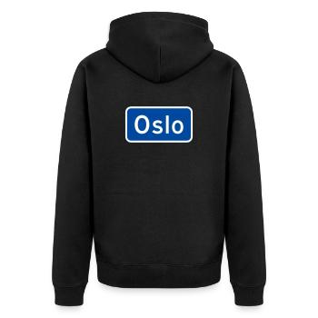 Oslo - Unisex Premium Bio Zip Hoodie - Schwarz - Hinten - Nico (187cm)