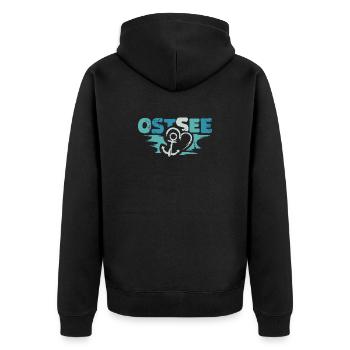 Ancre baltique rétro amour coeur logo symbole vintage - Veste à capuche bio Premium Unisexe - noir - Dos - Nico (187cm)
