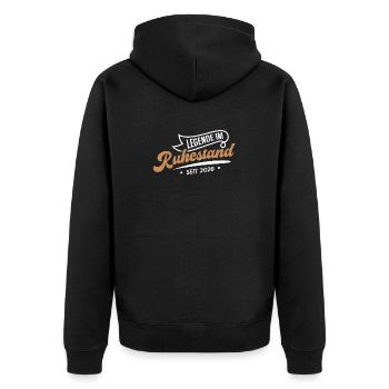 Legende im Ruhestand Geschenk zur Rente Pension - Unisex Premium Bio Zip Hoodie - Schwarz - Hinten - Nico (187cm)