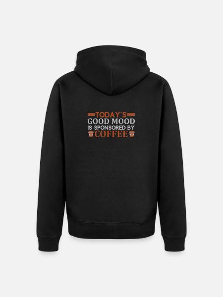 Mood sponsored by coffee - Unisex Premium Organic Zip Hoodie - black